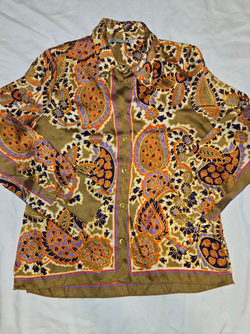 Zara Long Sleeve Paisley Button Up